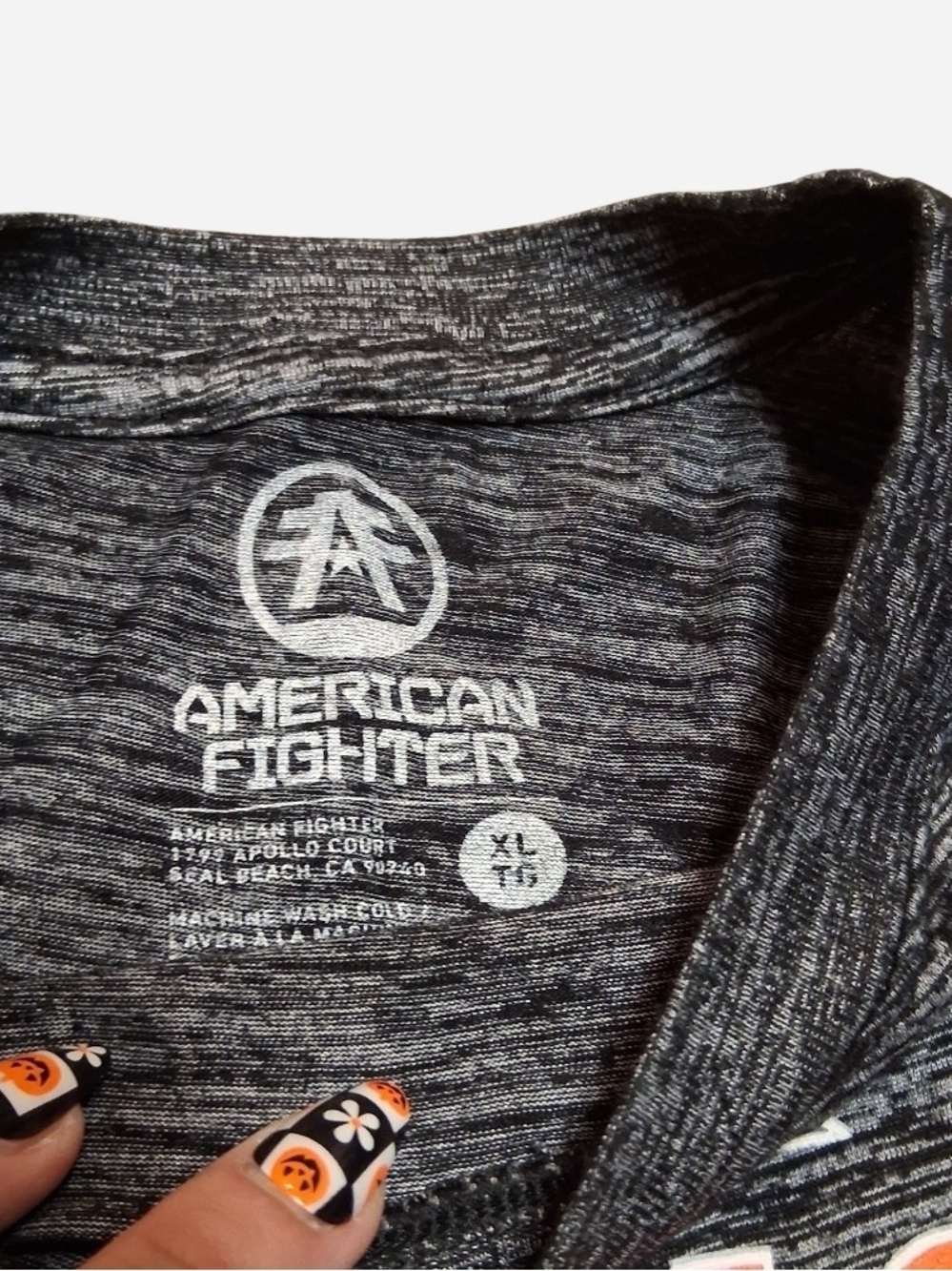American Fighter Black & Charcoal Graphic Short Sleeve Tee with Orange Accent - Picture 2 of 3